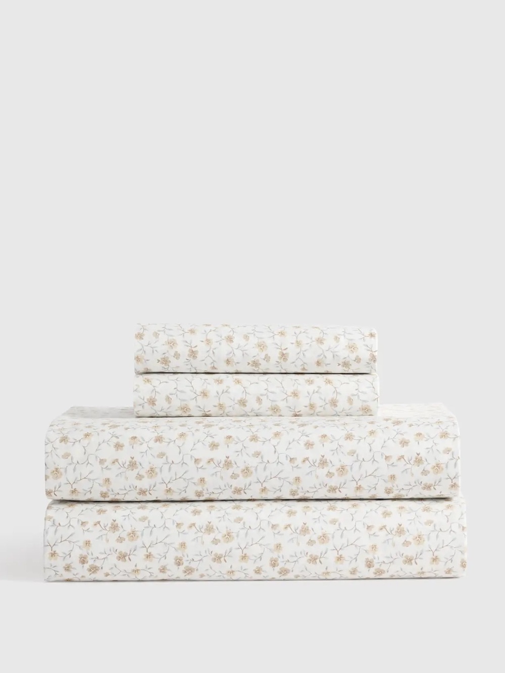 NWOT Quince Organic Crisp Percale Floral 4pc Sheet Set In Toffee - Queen